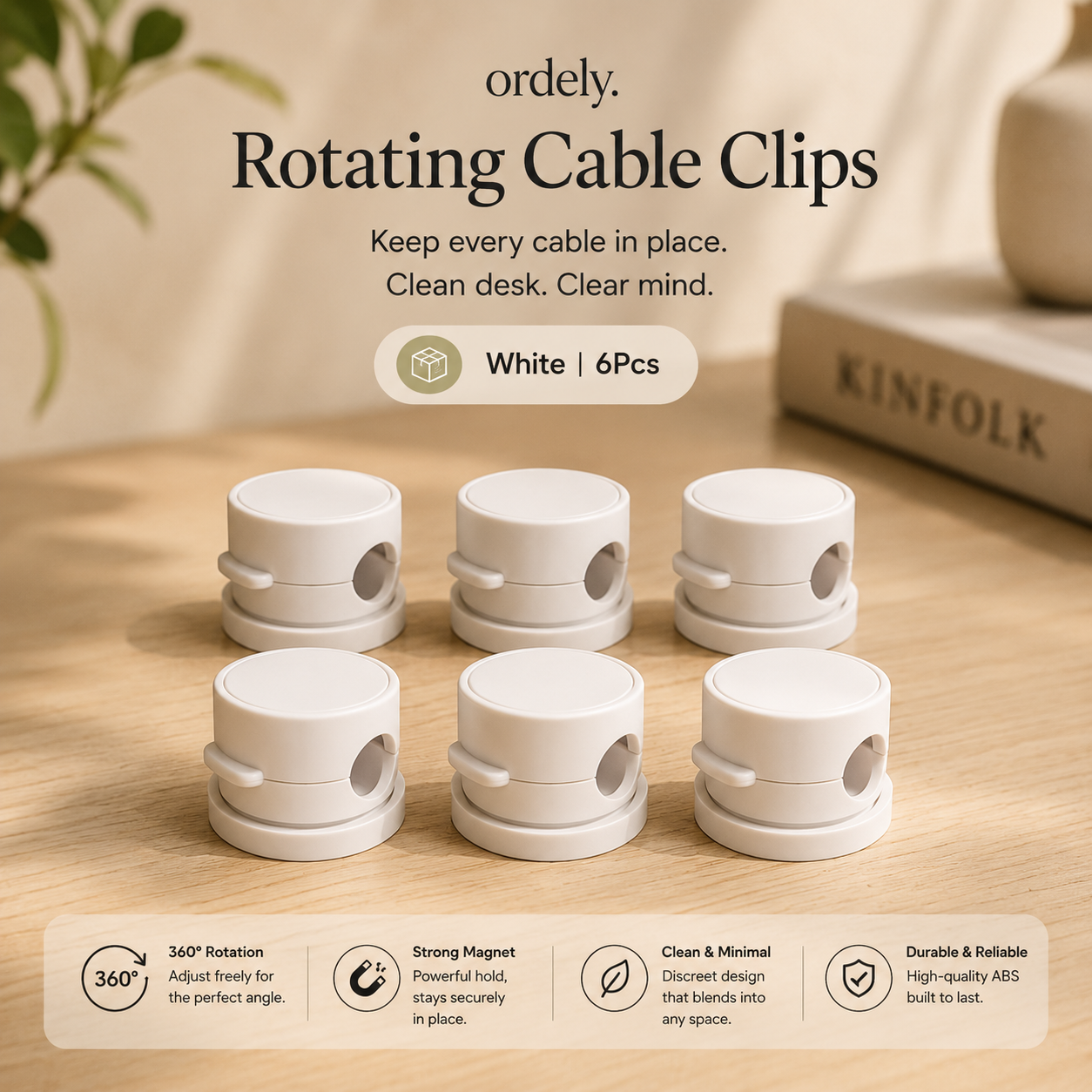 Ordely Rotating Cable Clips™ | Rotating Cable Organizer