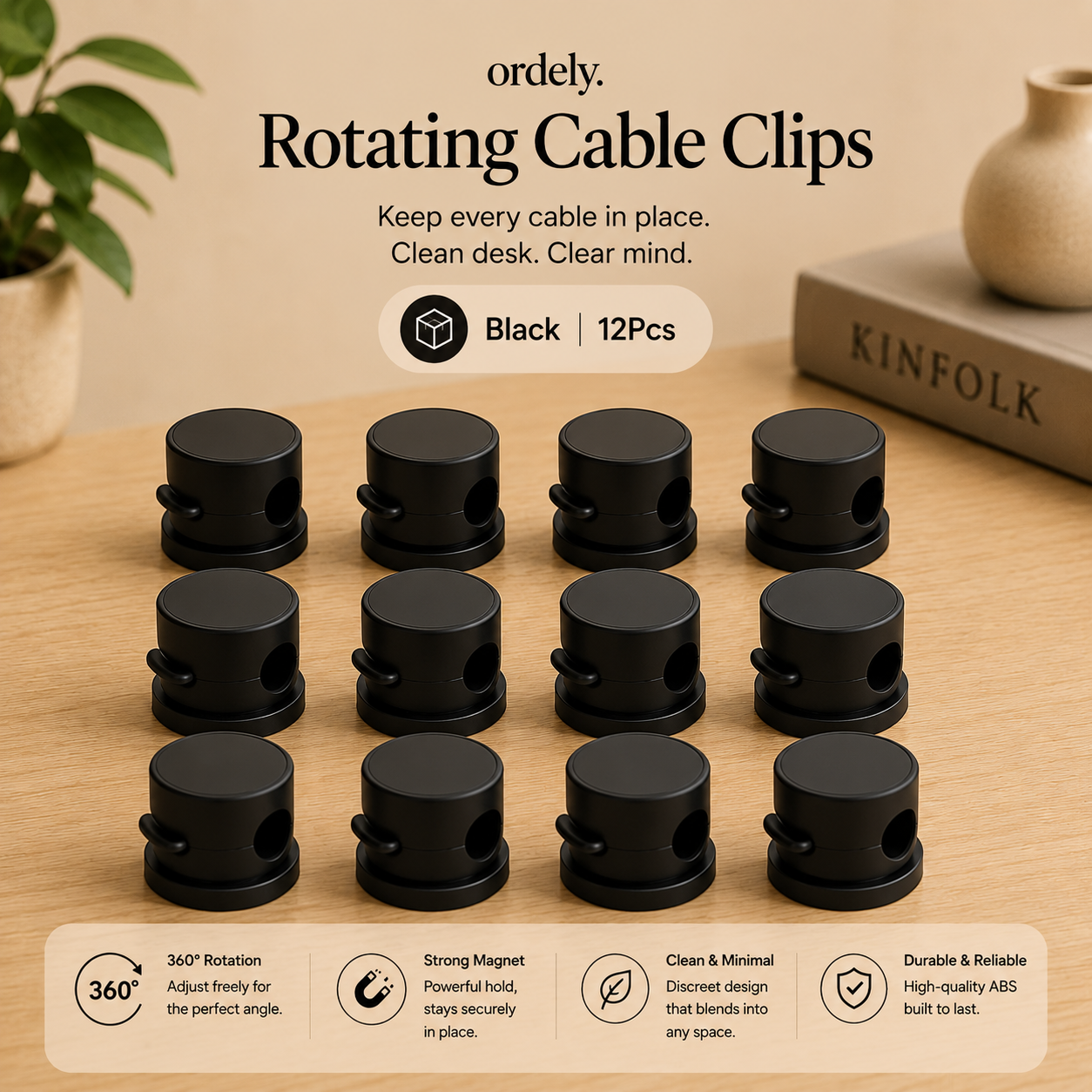Ordely Rotating Cable Clips™ | Rotating Cable Organizer