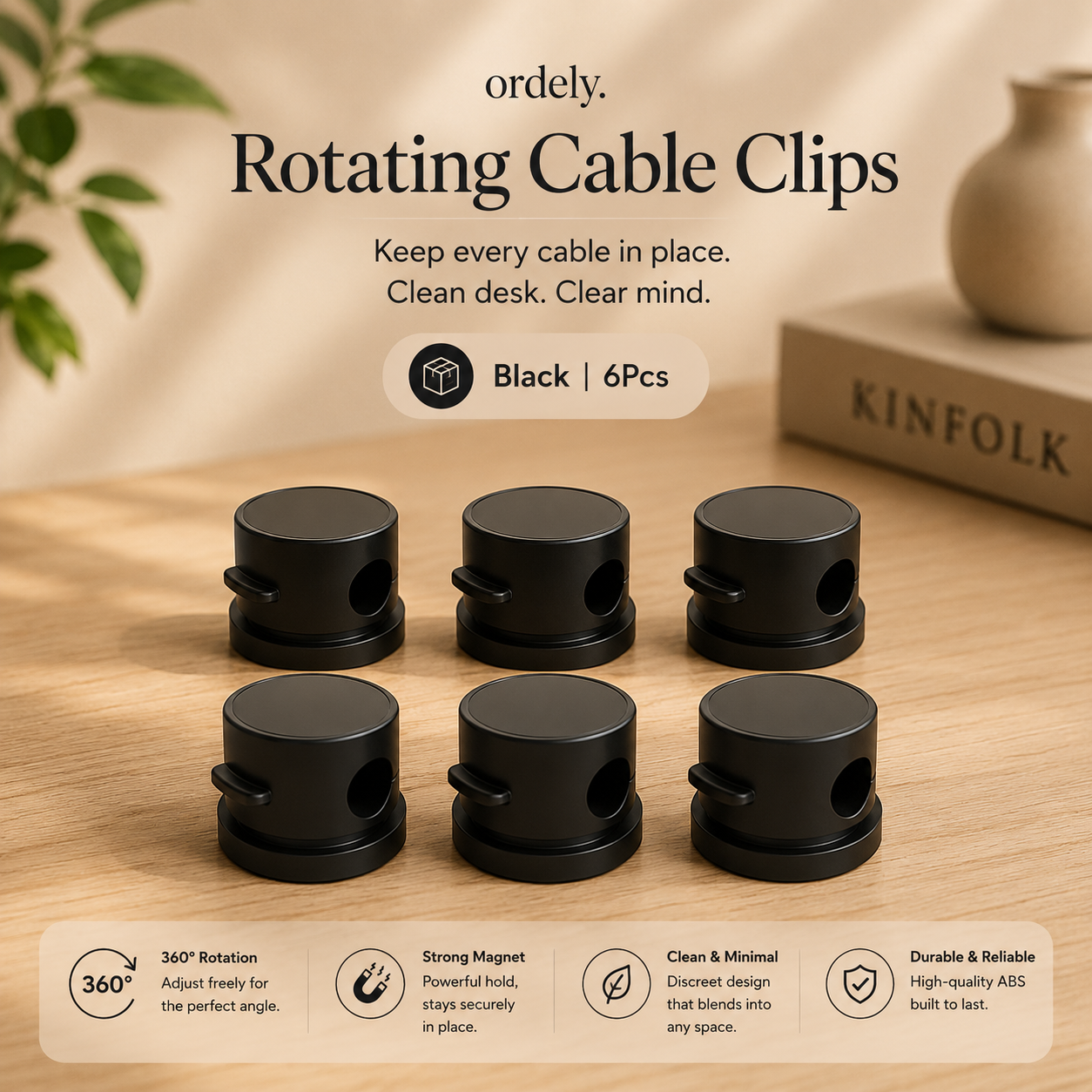 Ordely Rotating Cable Clips™ | Rotating Cable Organizer