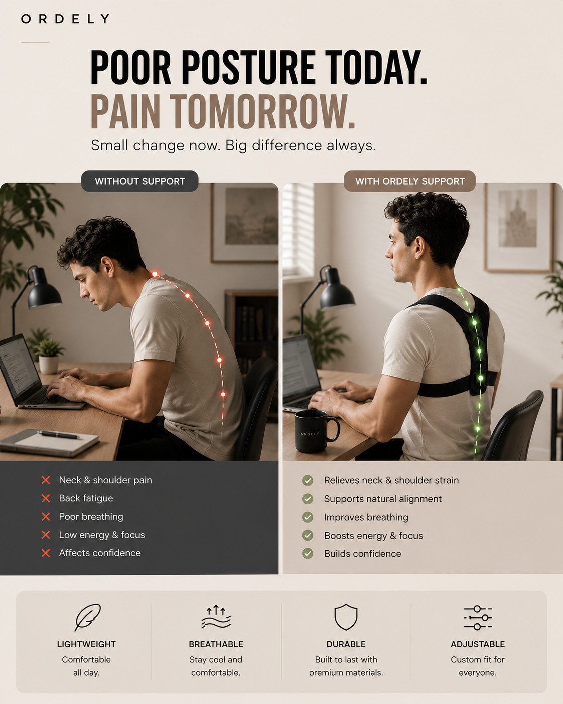 Ordely Straight Back™ | Posture Support for Modern Desk Life