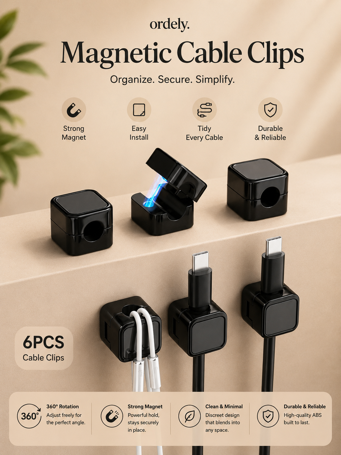 Ordely Cable Clips™ | Cable Organizing Clips